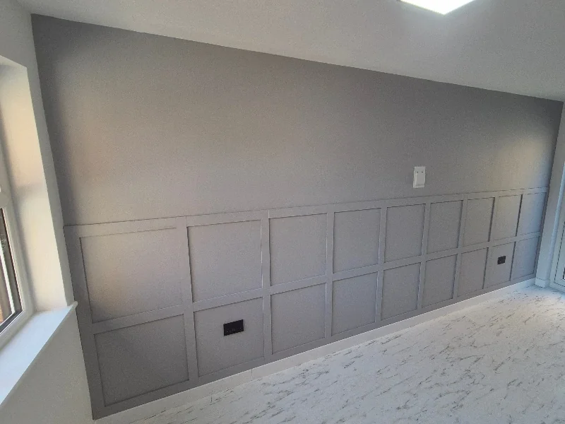 Interior wood panelled wall view of the Newport garage conversion