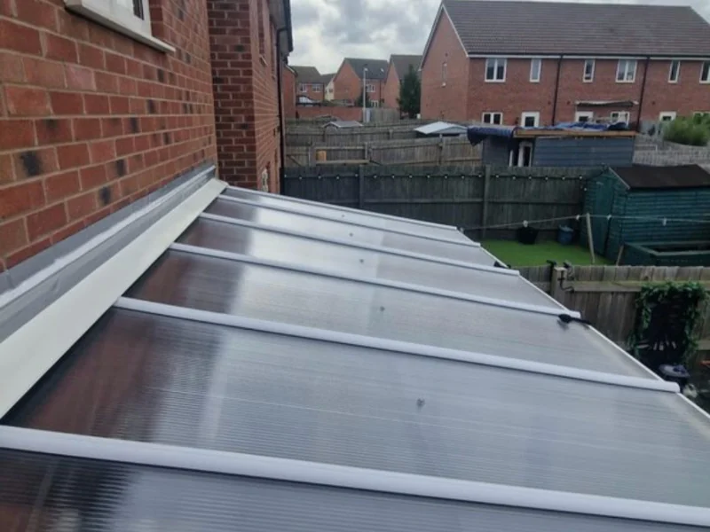 Close-up of a new polycarbonate conservatory roof