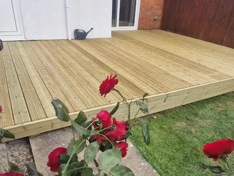 A beautiful timber deck creating a raised seating area
