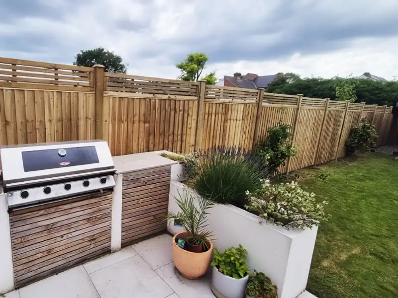 Modern timber decking and garden fencing