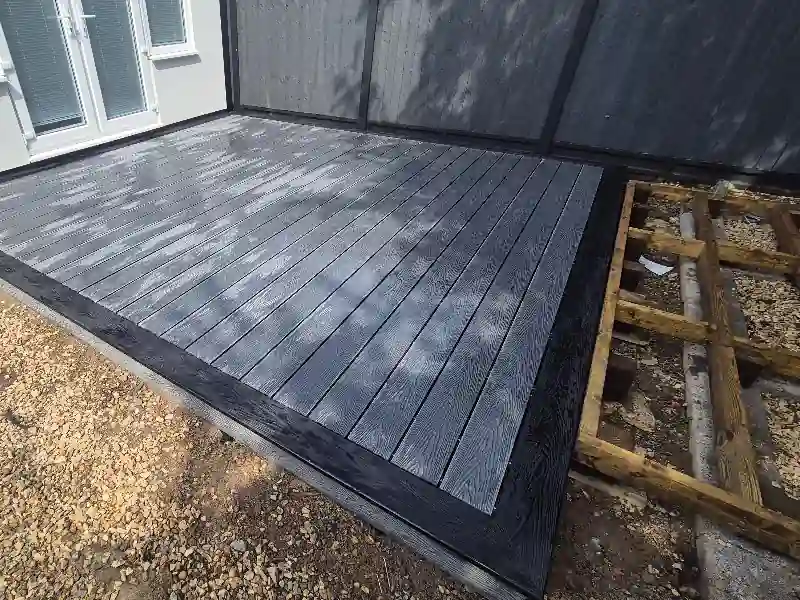 An angled view showing the clean lines of the new composite deck