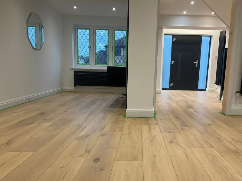 Feature wall with bespoke grey paneling and modern finish